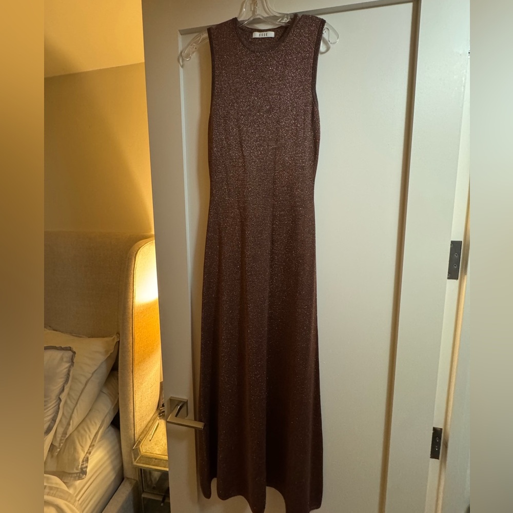 Esse Studios Brown Shimmer Maxi Dress